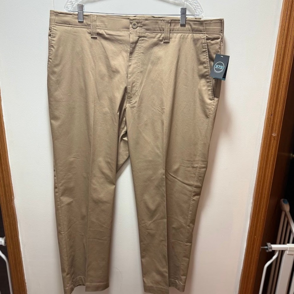 Oak Hill Tech Pant Mens Size 42x28 Khaki Tan Straight Fit Stretch‎ NEW WITH TAG